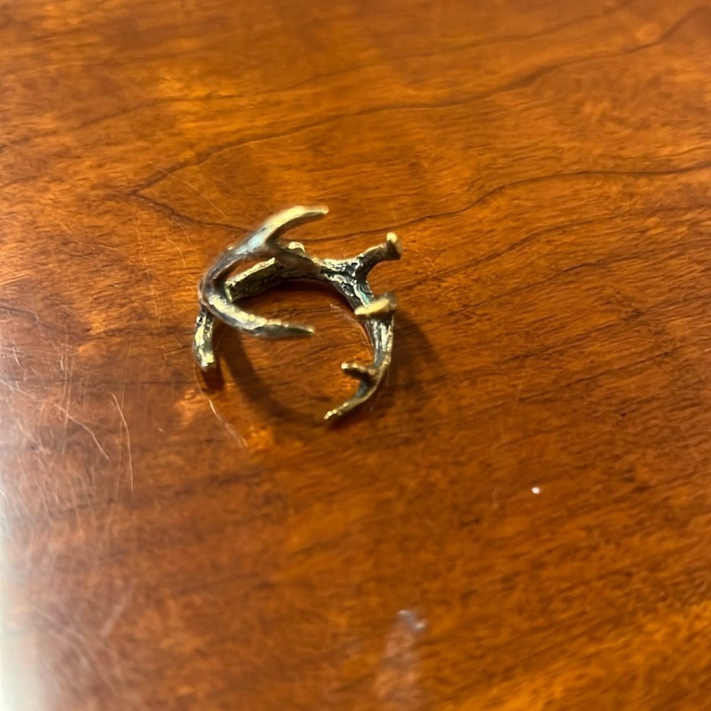 Deer Antler Wrap Ring - Solid Hand Cast Bronze - (11)